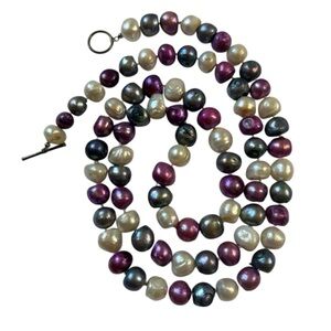 Multicolor Freshwater Pearl Necklace 18” Baroque Toggle Convertible Strand